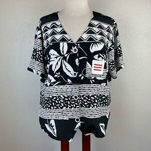 Vintage Nino Wong California Short Sleeve Button Down Top Size L EUC